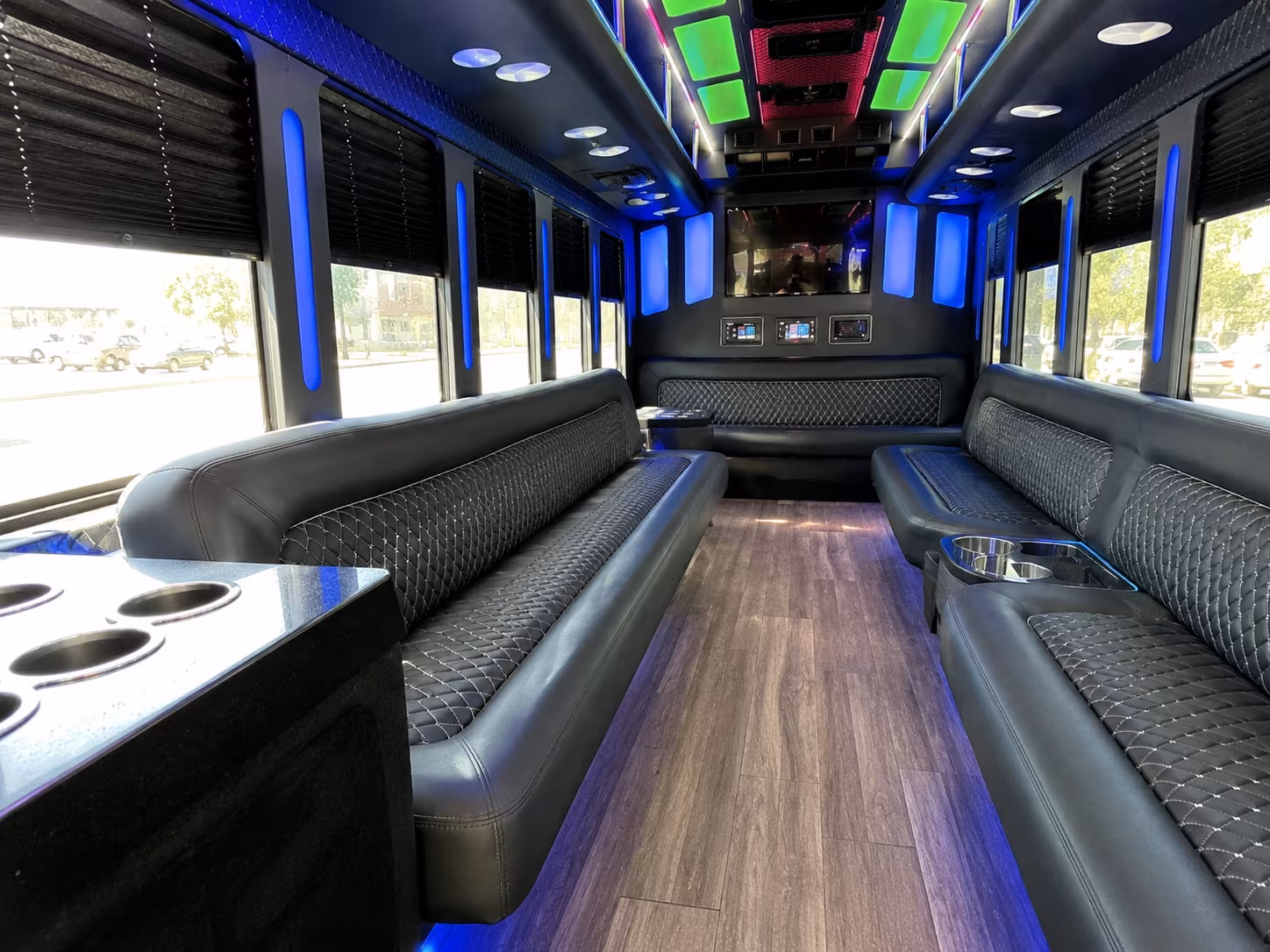 hilo 15 passenger party bus inside