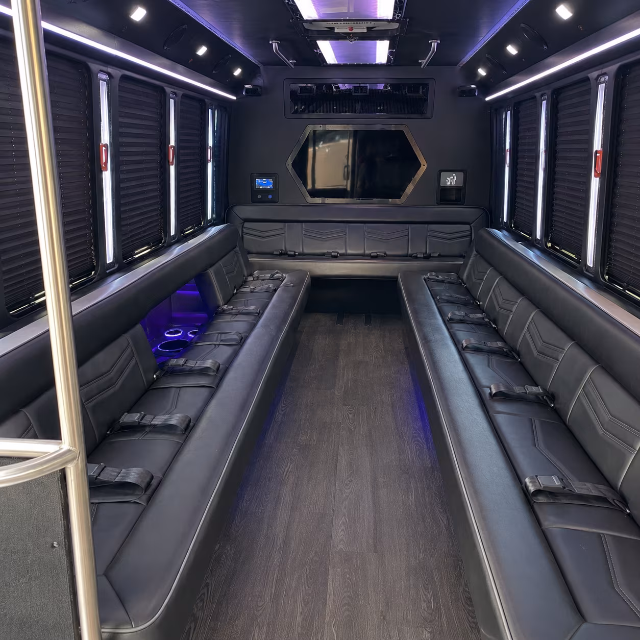 hilo 18 passenger party bus interior