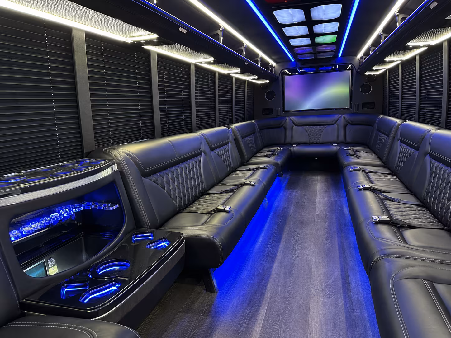 hilo 20 passenger party bus inside