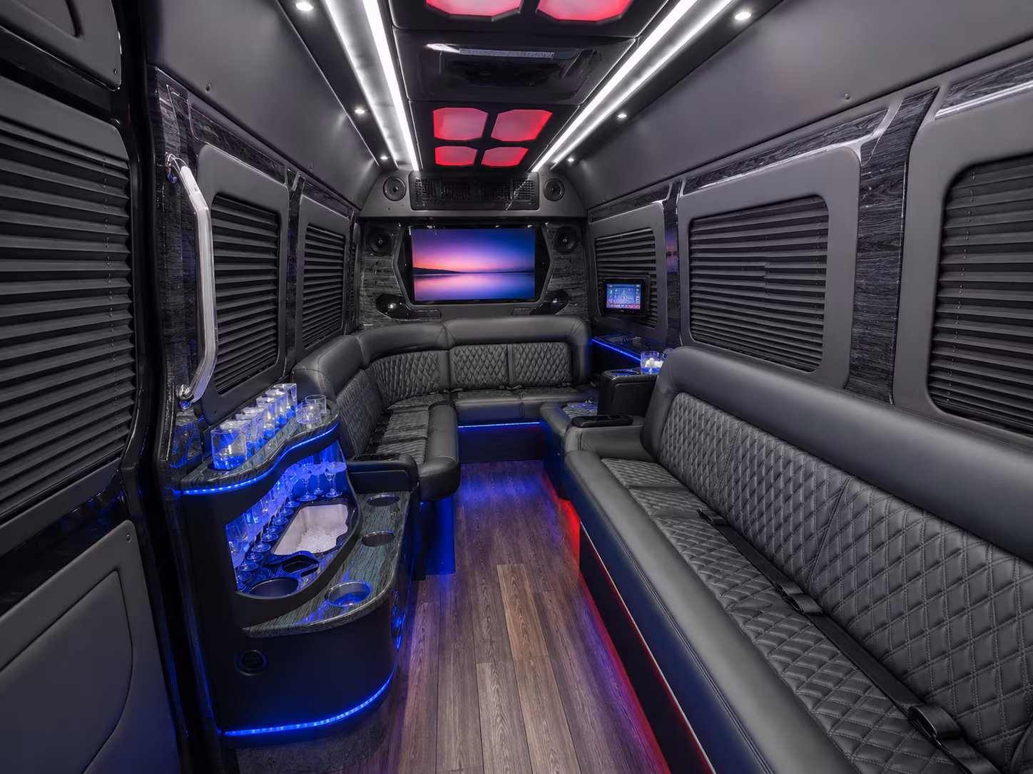 hilo 25 passenger party bus inside