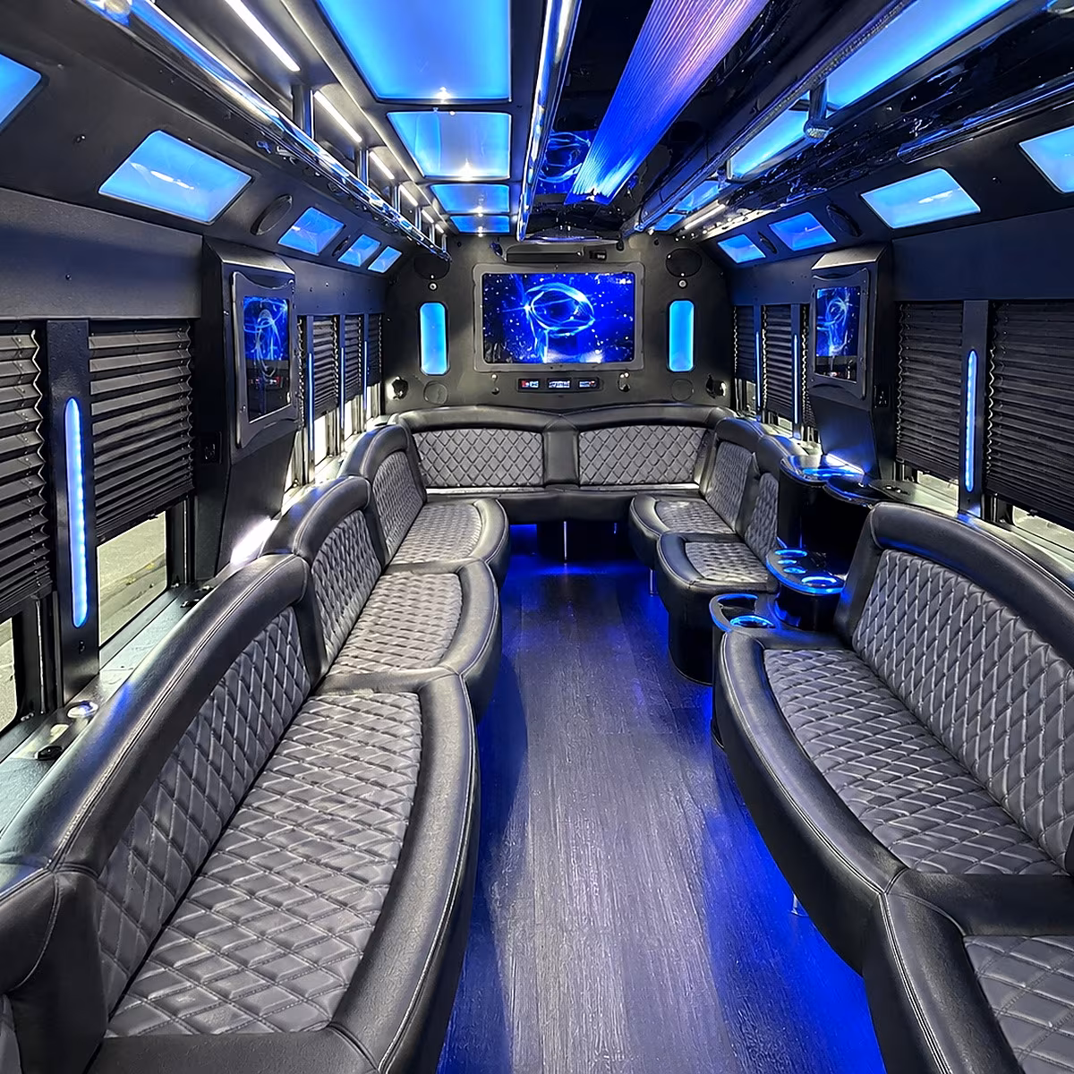 hilo 50 passenger party bus interior