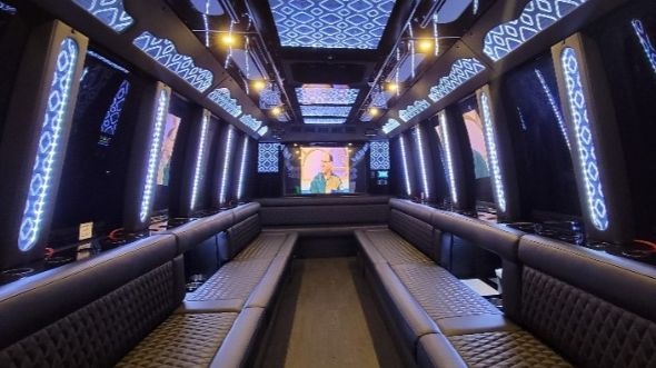 Interior of Charter Bus Company Hilo's Party Bus in Hilo