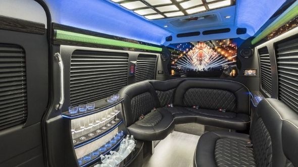 Interior of Charter Bus Company Hilo's Sprinter Limo in Hilo